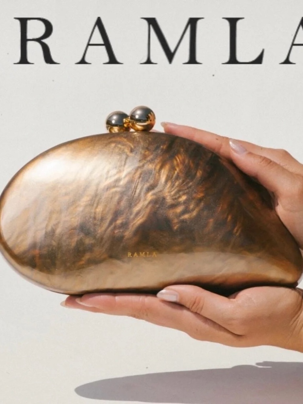 NEW Ramla Marrakech Hand-Crafted Gold Clutch & Crossbody